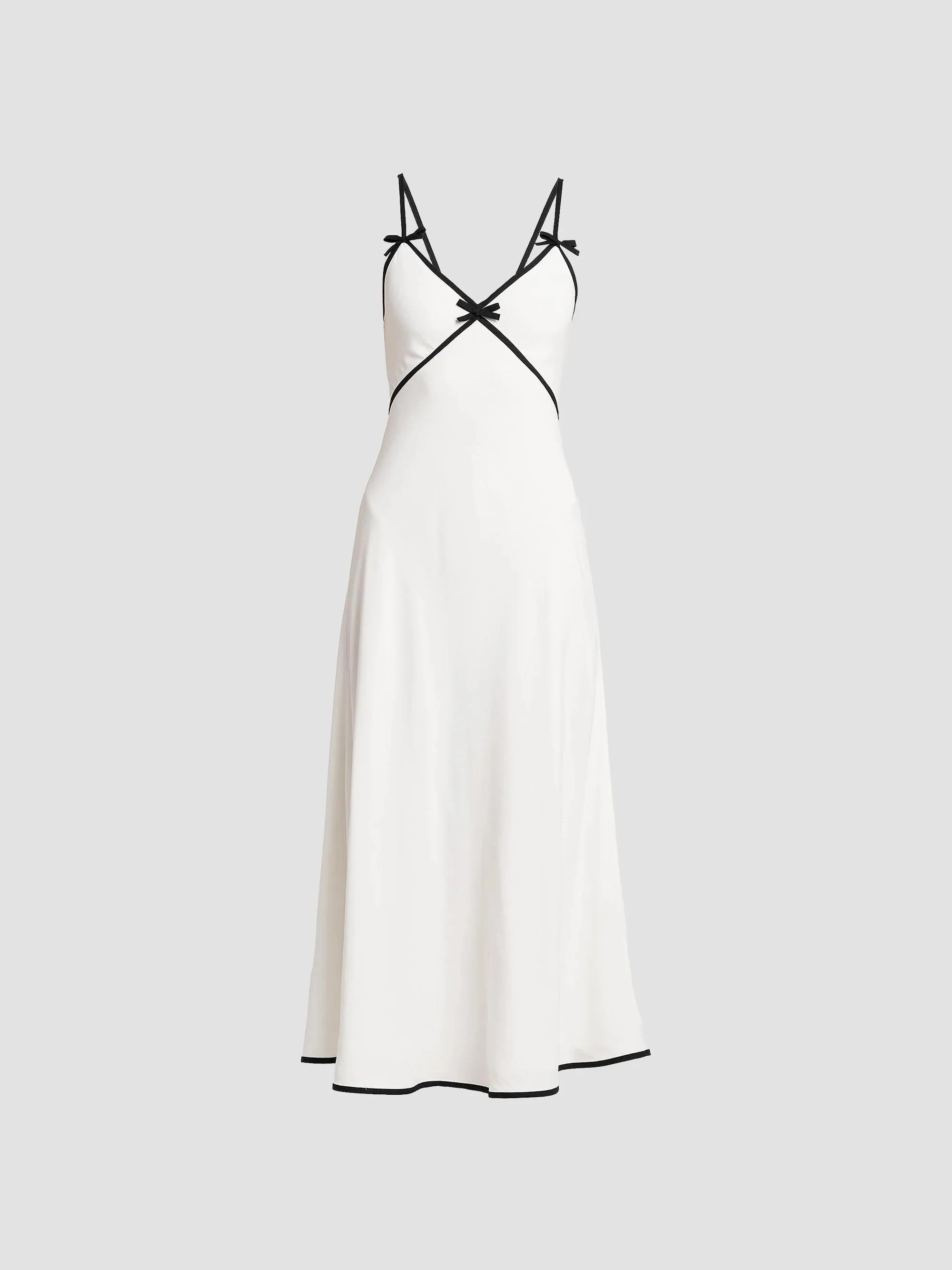 Women's Bow A-Line Midi Dress - White - 1
