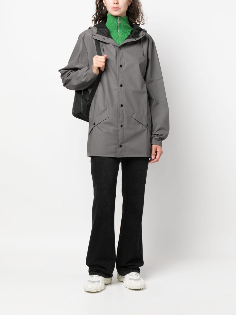 drawstring-hood press-stud parka coat - 3