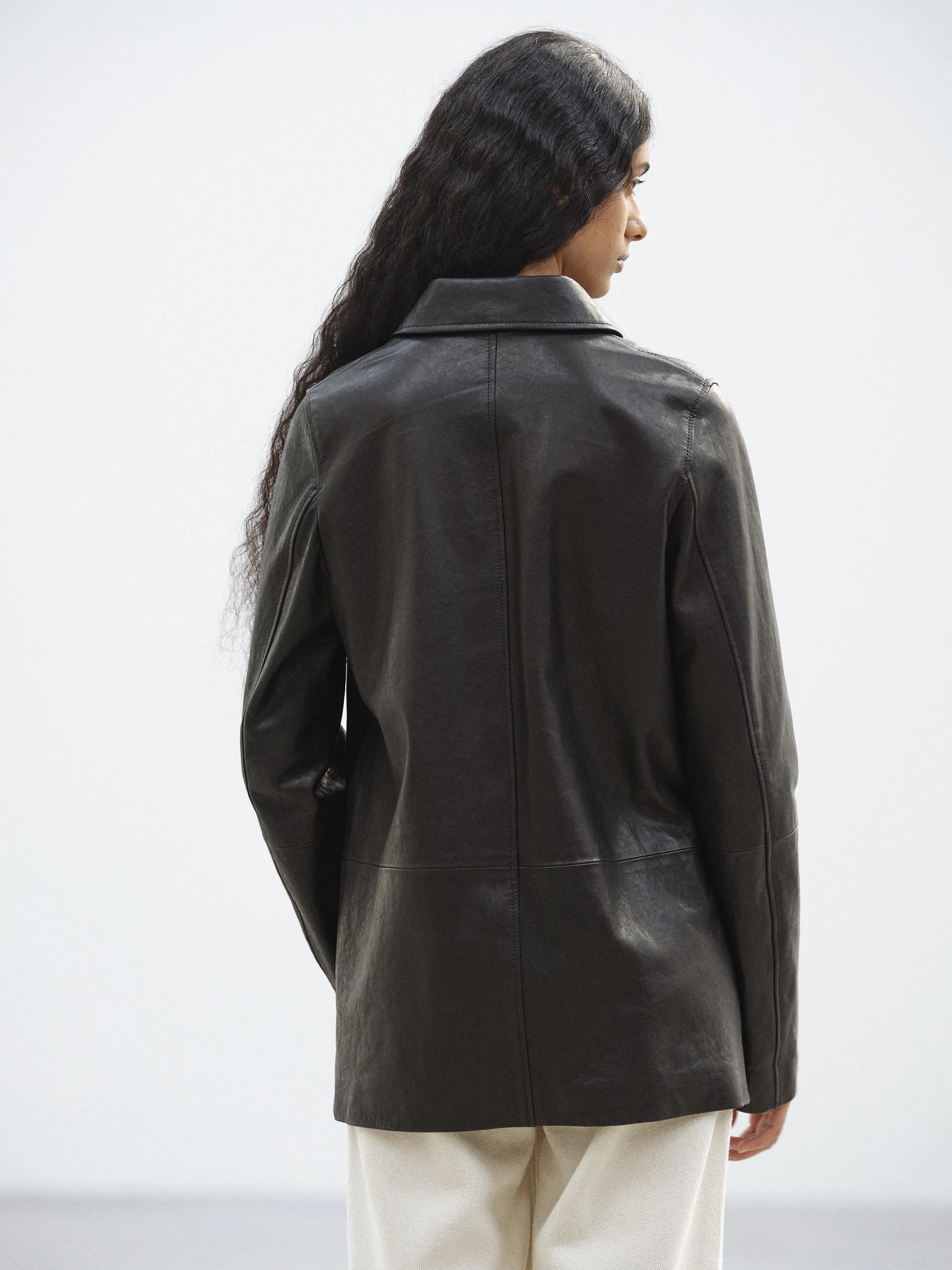 AURALEE TEXTURED LAMB LEATHER BLOUSON - A26SB03BL#1904 | REVERSIBLE