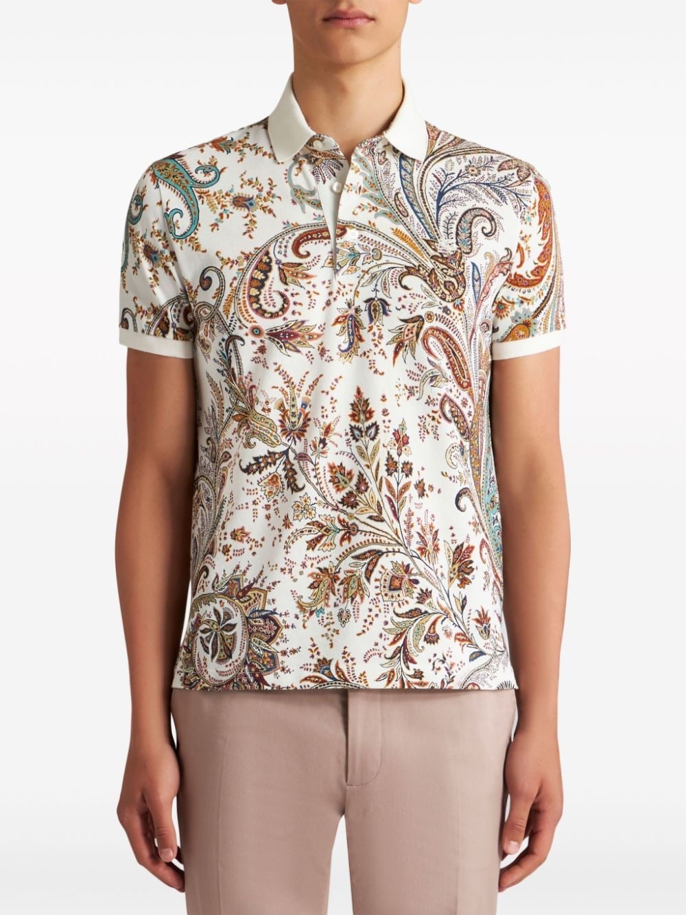 paisley-print cotton polo shirt - 2