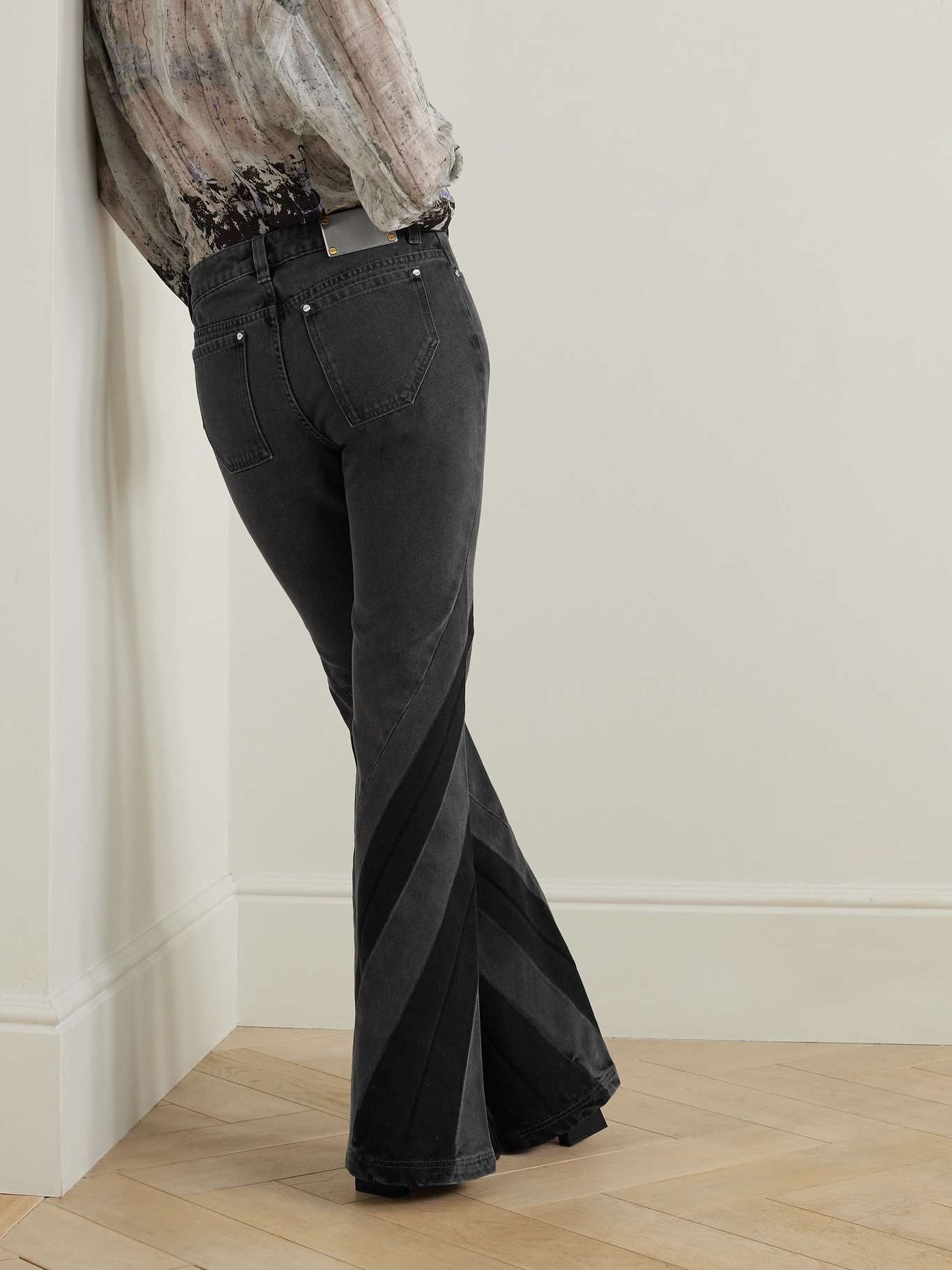 Paneled high-rise flared jeans - 4