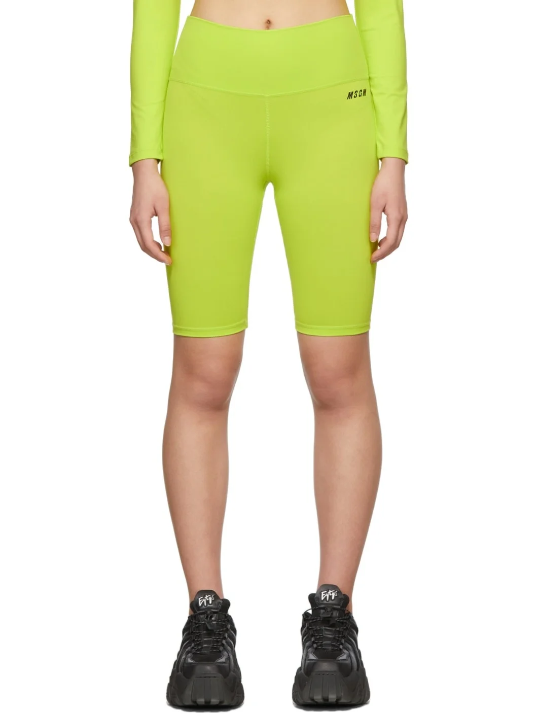 Green Micro Logo Bike Shorts - 1