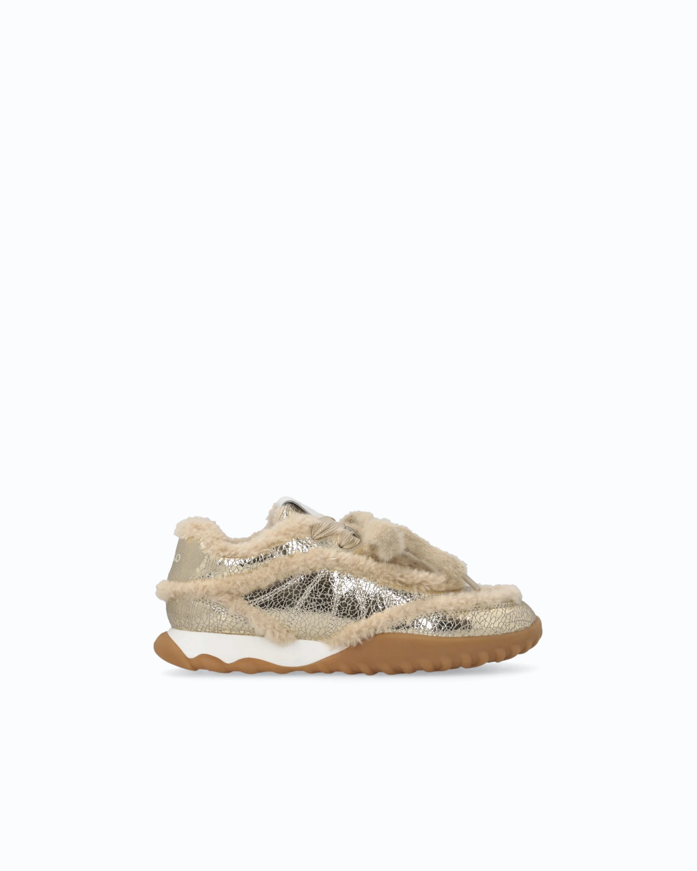 LATHER SNEAKERS WITH FAUX FUR DETAILS - 1