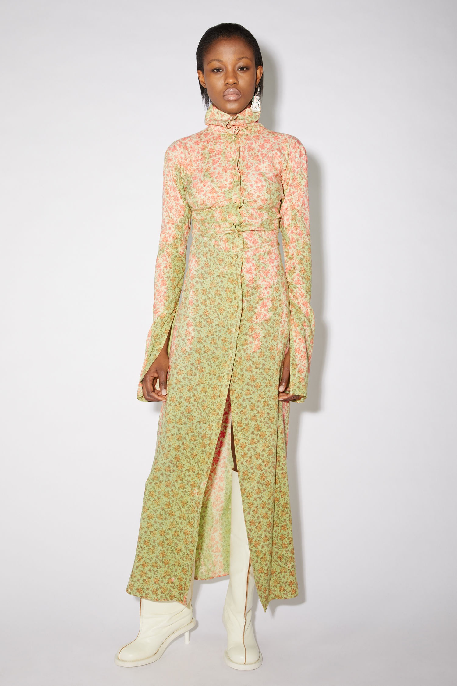 Full length dress - Beige/Red - 2