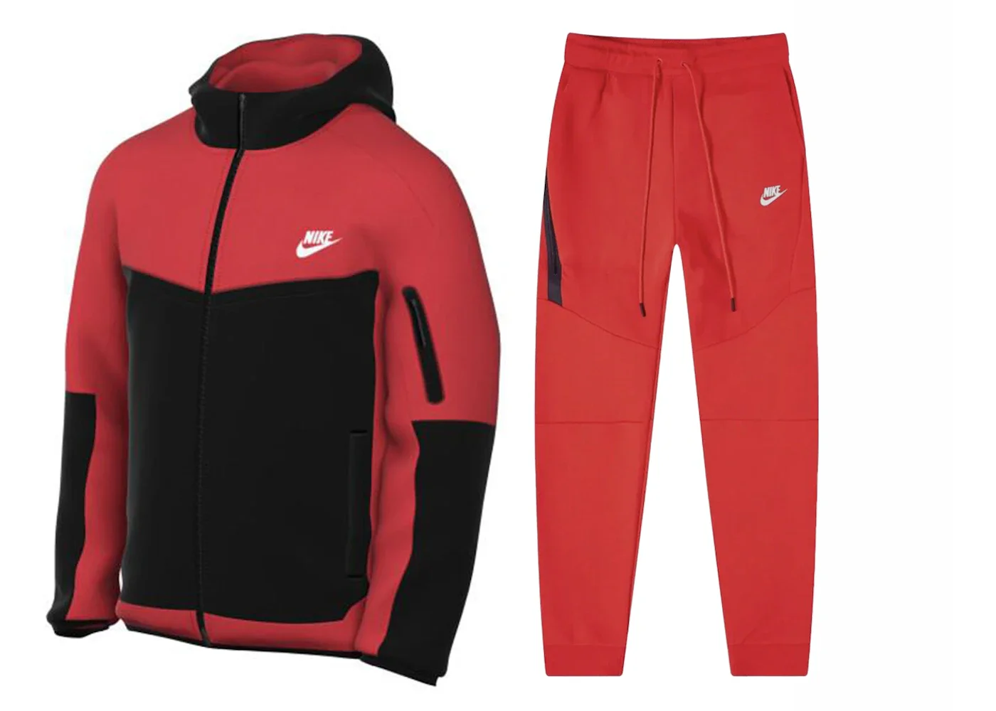 Nike Sportswear Tech Fleece Full Zip Hoodie & Joggers Set Light Crimson/Black/White - 1
