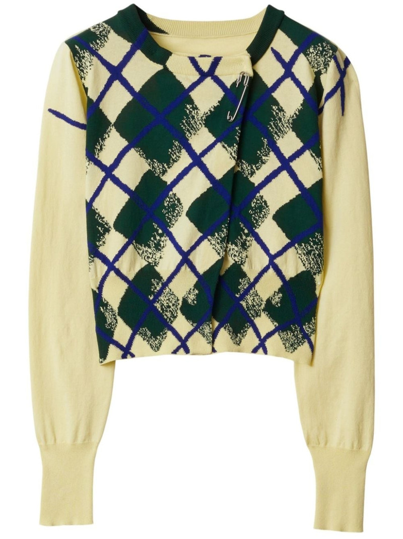 argyle-intarsia cropped cotton jumper 1