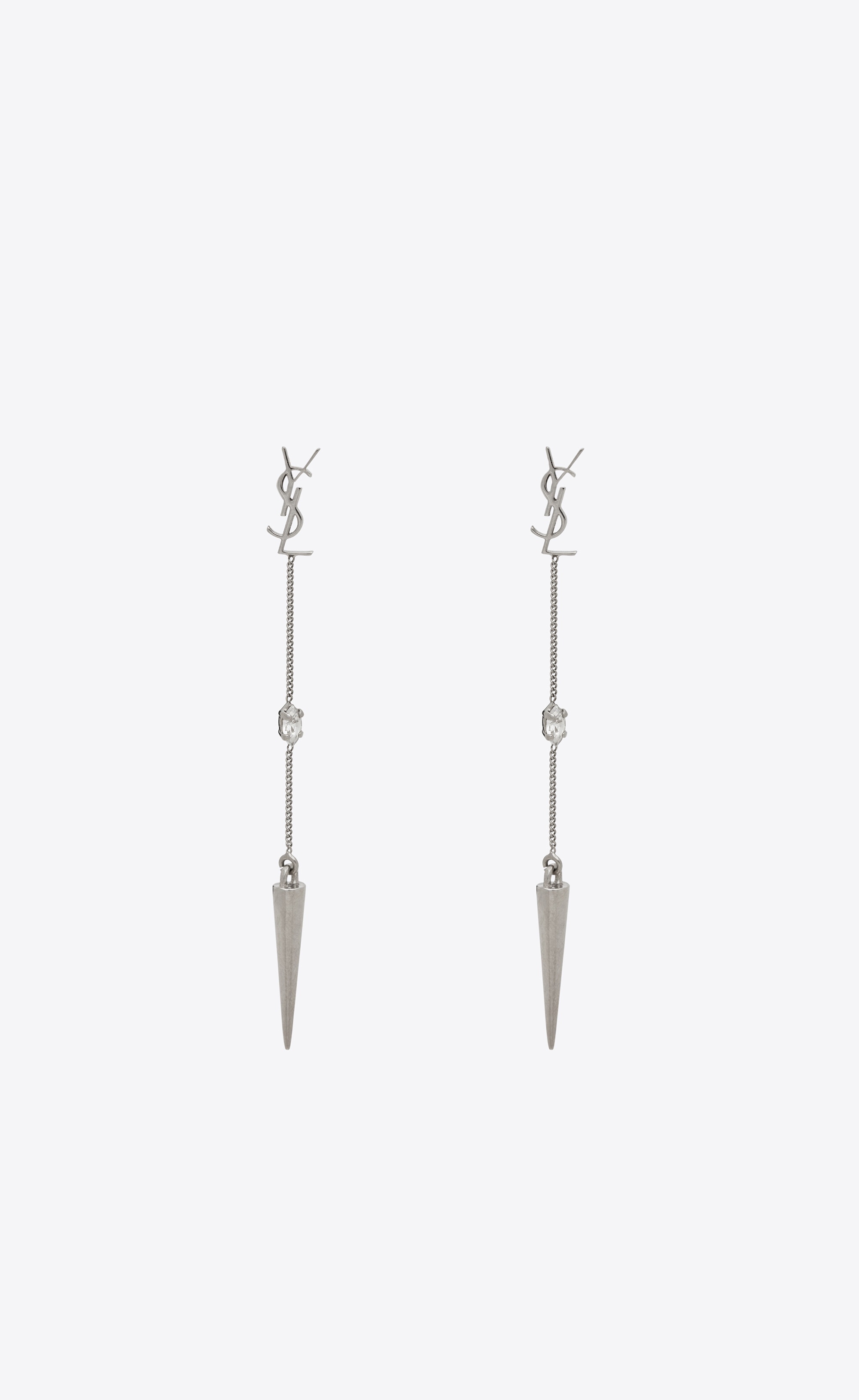 opyum ysl rhinestone spike earrings in metal - 1