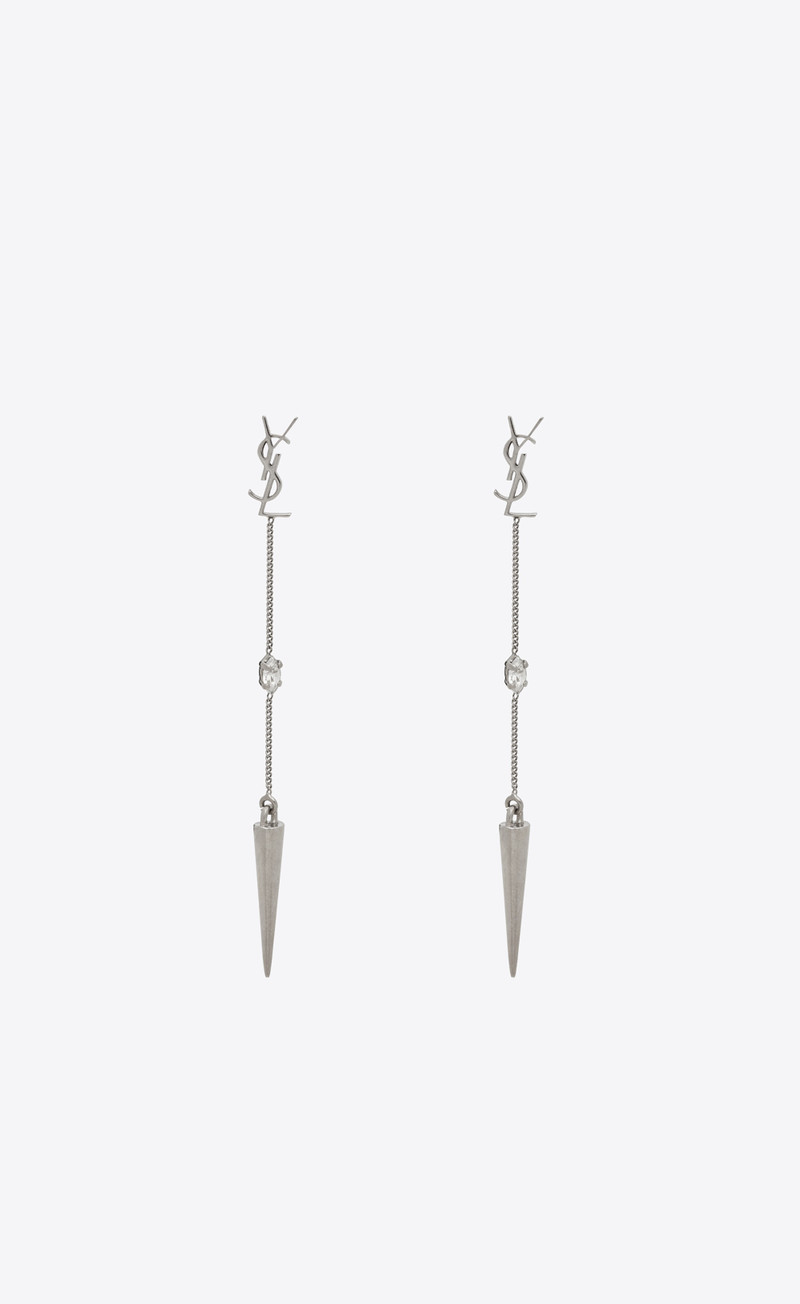 opyum ysl rhinestone spike earrings in metal 1