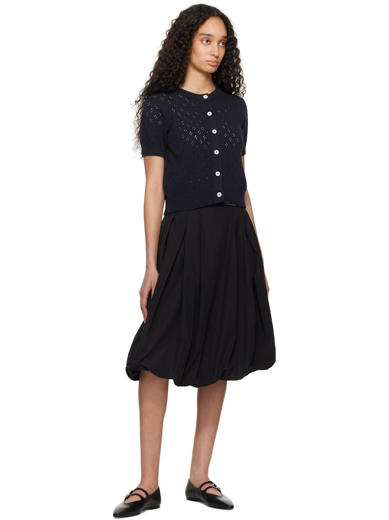 Dunst Navy Crochet Half Sleeve Cardigan outlook