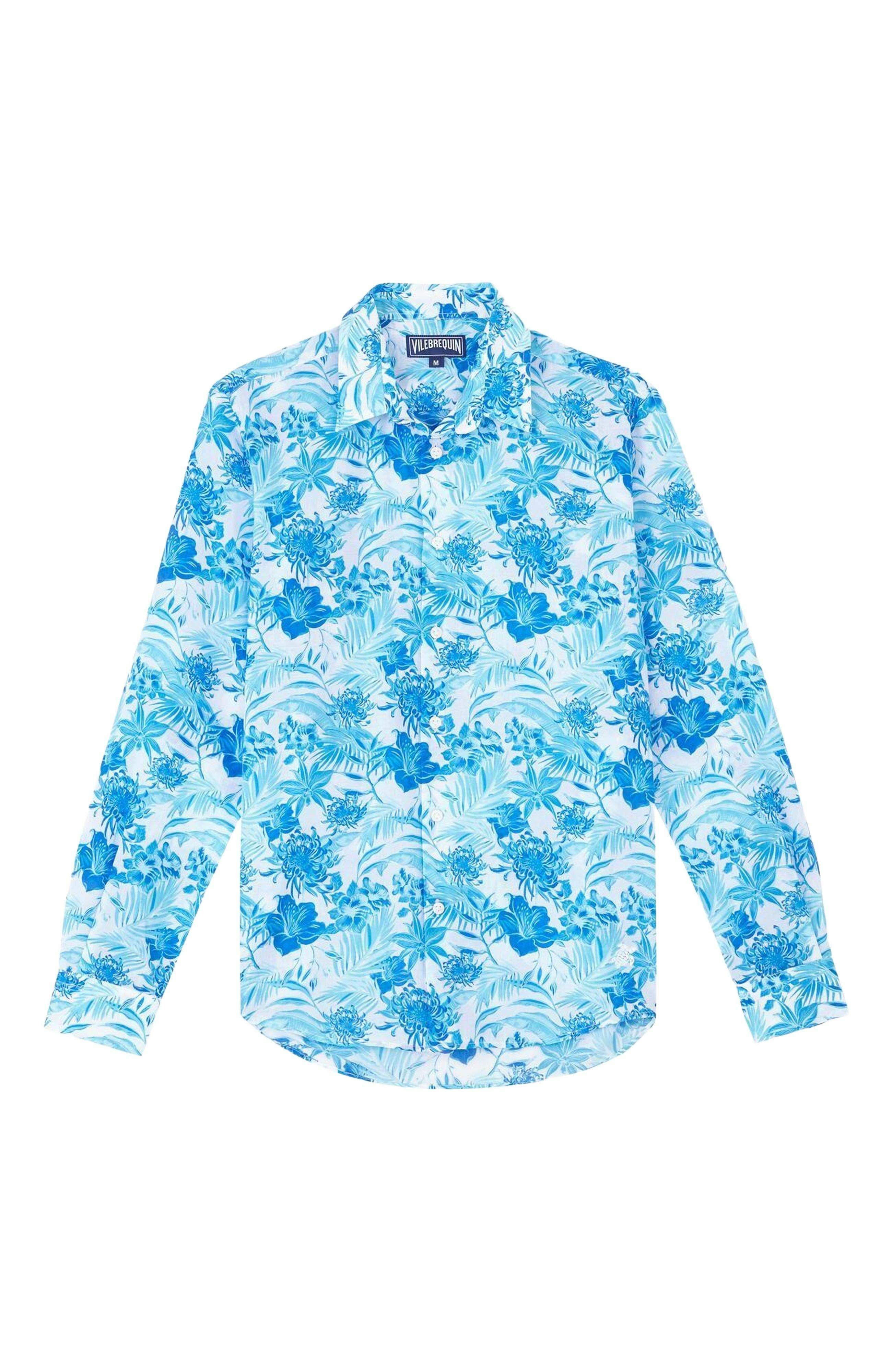 Vilebrequin Unisex Cotton Voile Lightweight Shirt Tahiti Flowers in Blanc at Nordstrom - 1
