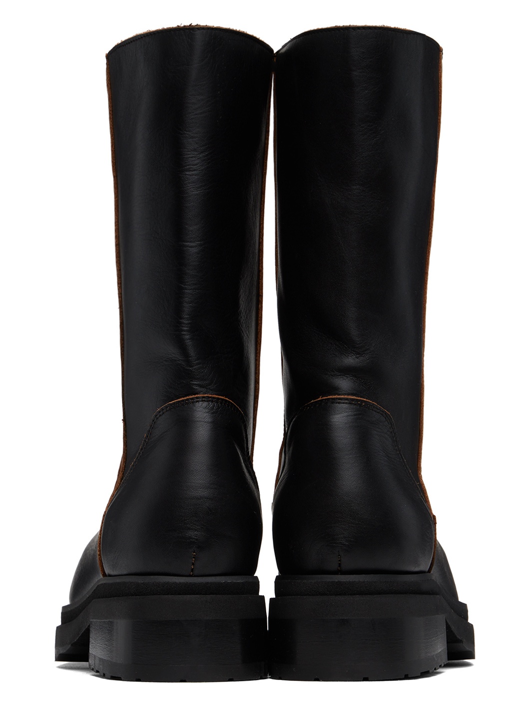 【関税込み】Eckhaus Latta ブラック スタック ブーツ ECKHAUS LATTA Black Stacked Boots | REVERSIBLE