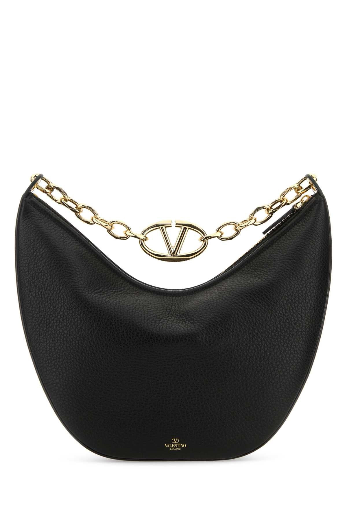 Valentino Garavani Women Black Leather Medium Hobo Vlogo Moon Shoulder Bag - 3