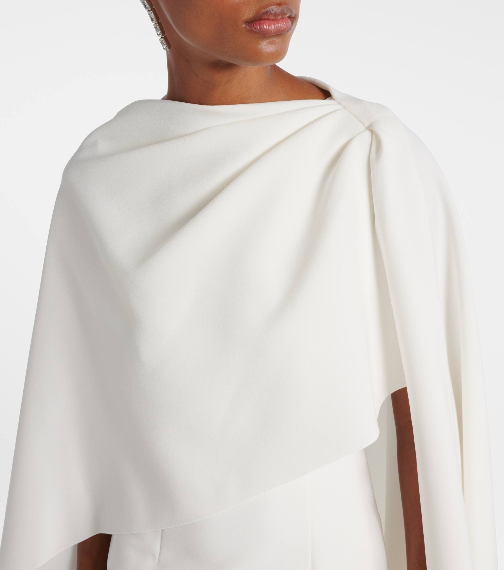 Bridal Demetria caped crêpe midi dress - 4