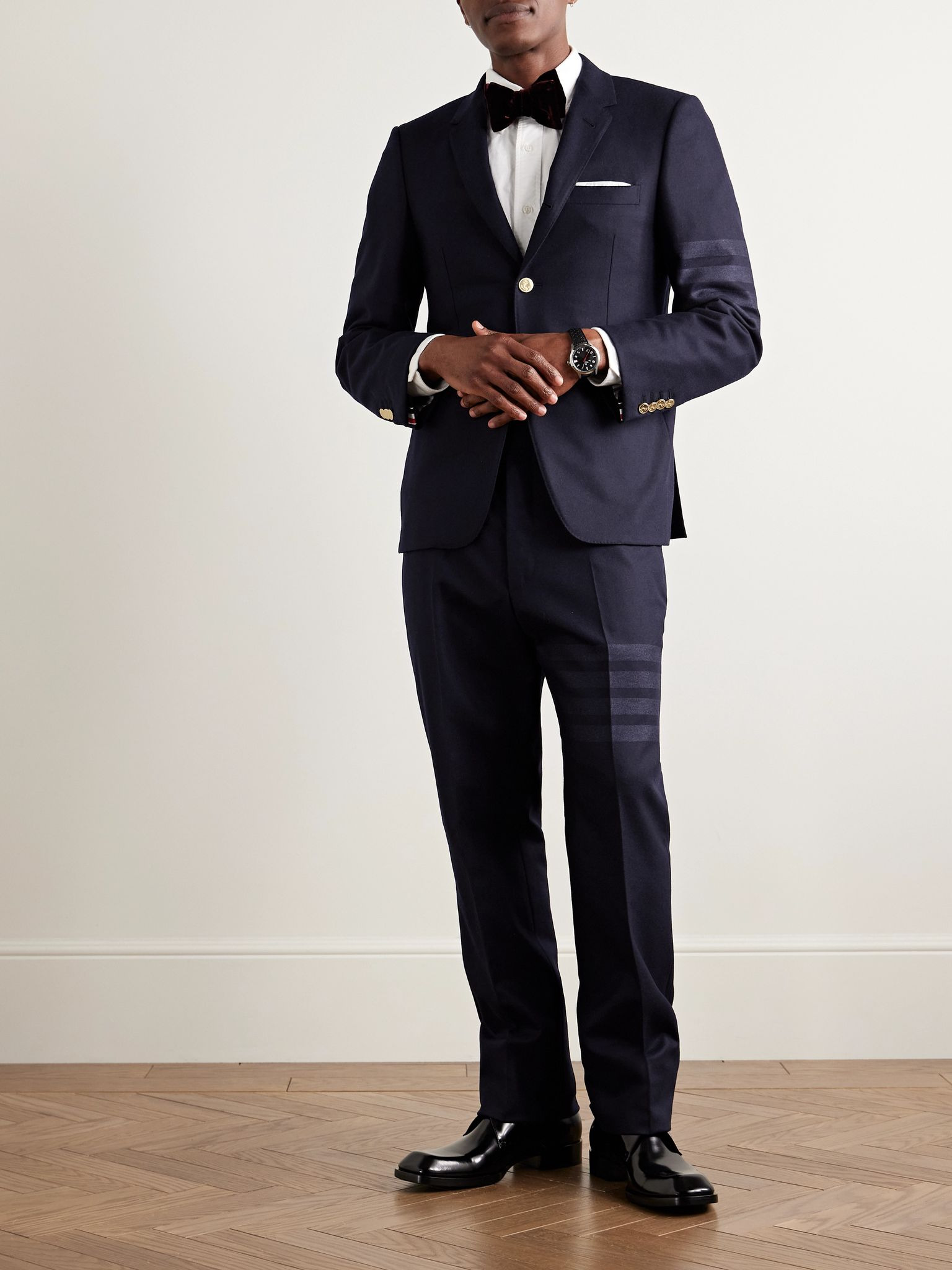 Slim-Fit Striped Wool and Cashmere-Blend Flannel Suit Jacket Navy - 2