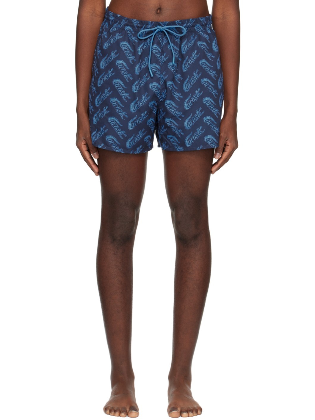 Navy Printed Swim Shorts - 1