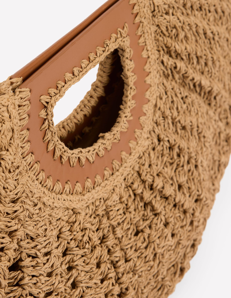 Raffia Moon Clutch-Natural Raffia 5