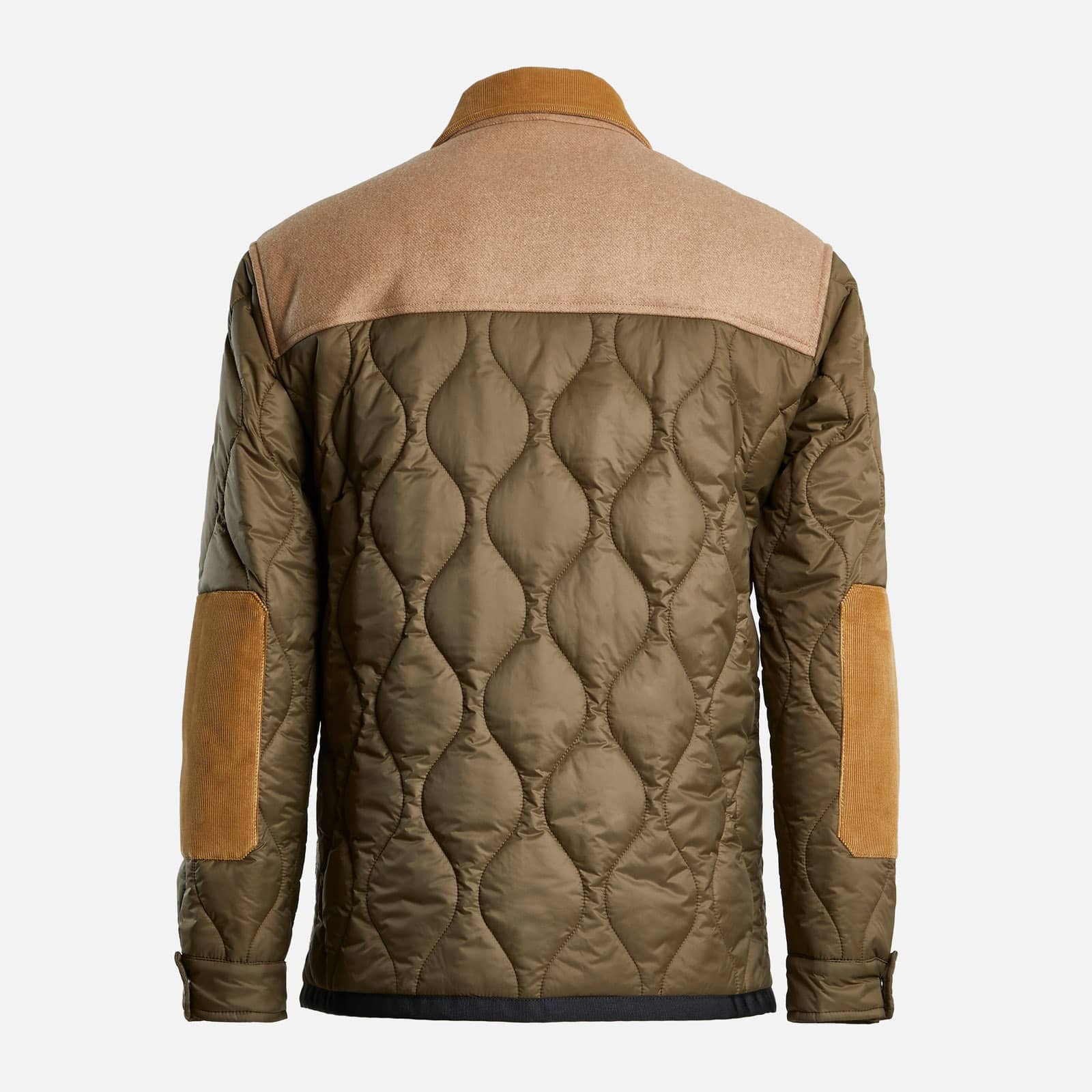 Quilted Shirt Jacket Green Brown Beige - 2