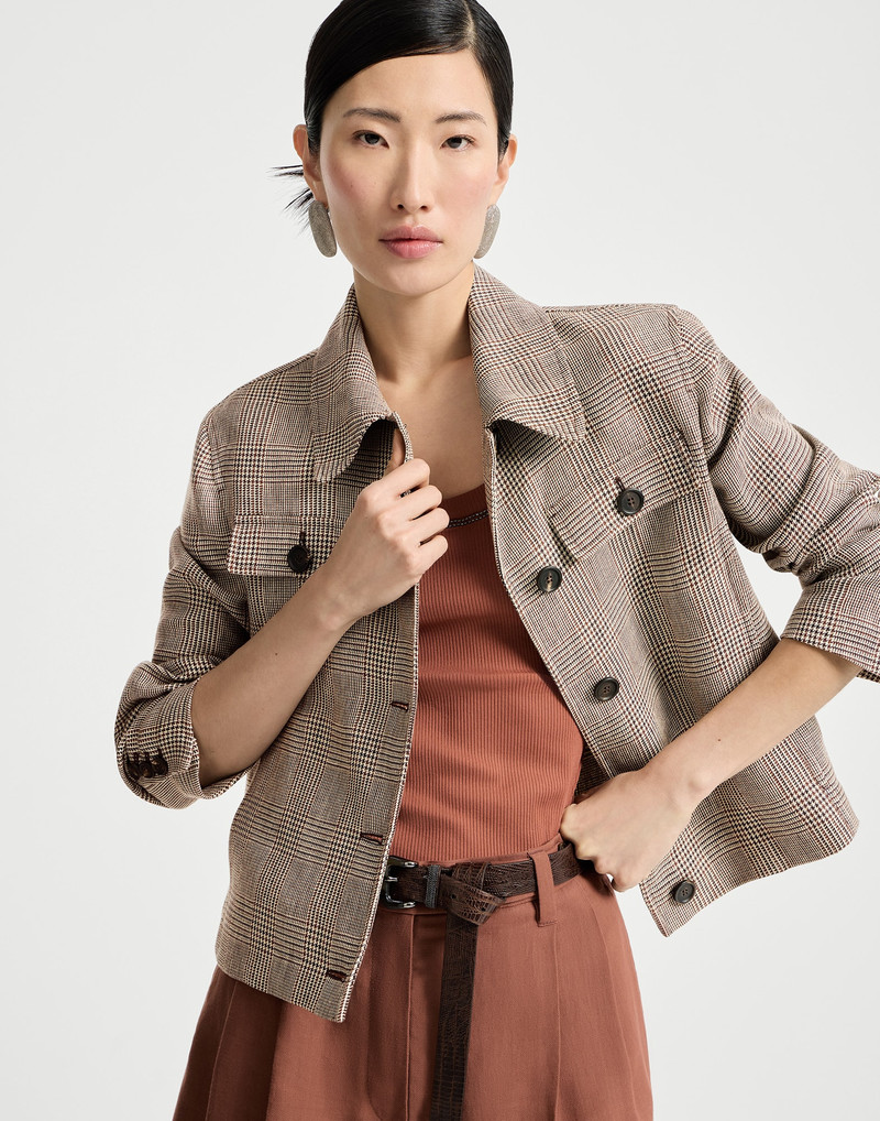 Linen Prince of Wales jacket with monili 5