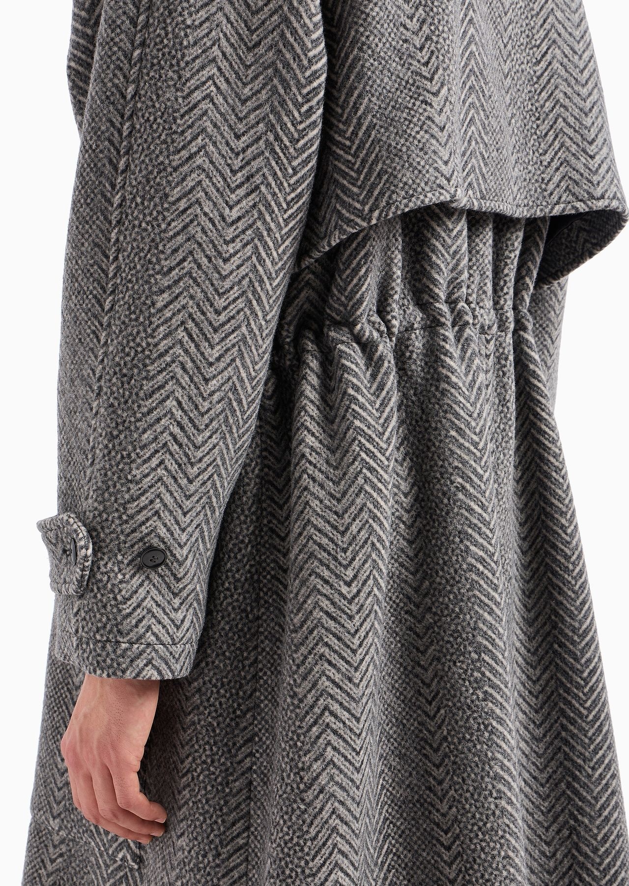 Long coat in chevron jacquard virgin wool and cashmere - 6