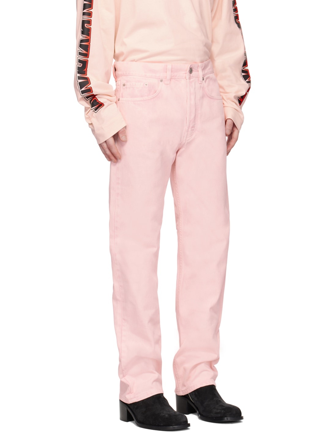 Pink Faded Jeans - 2