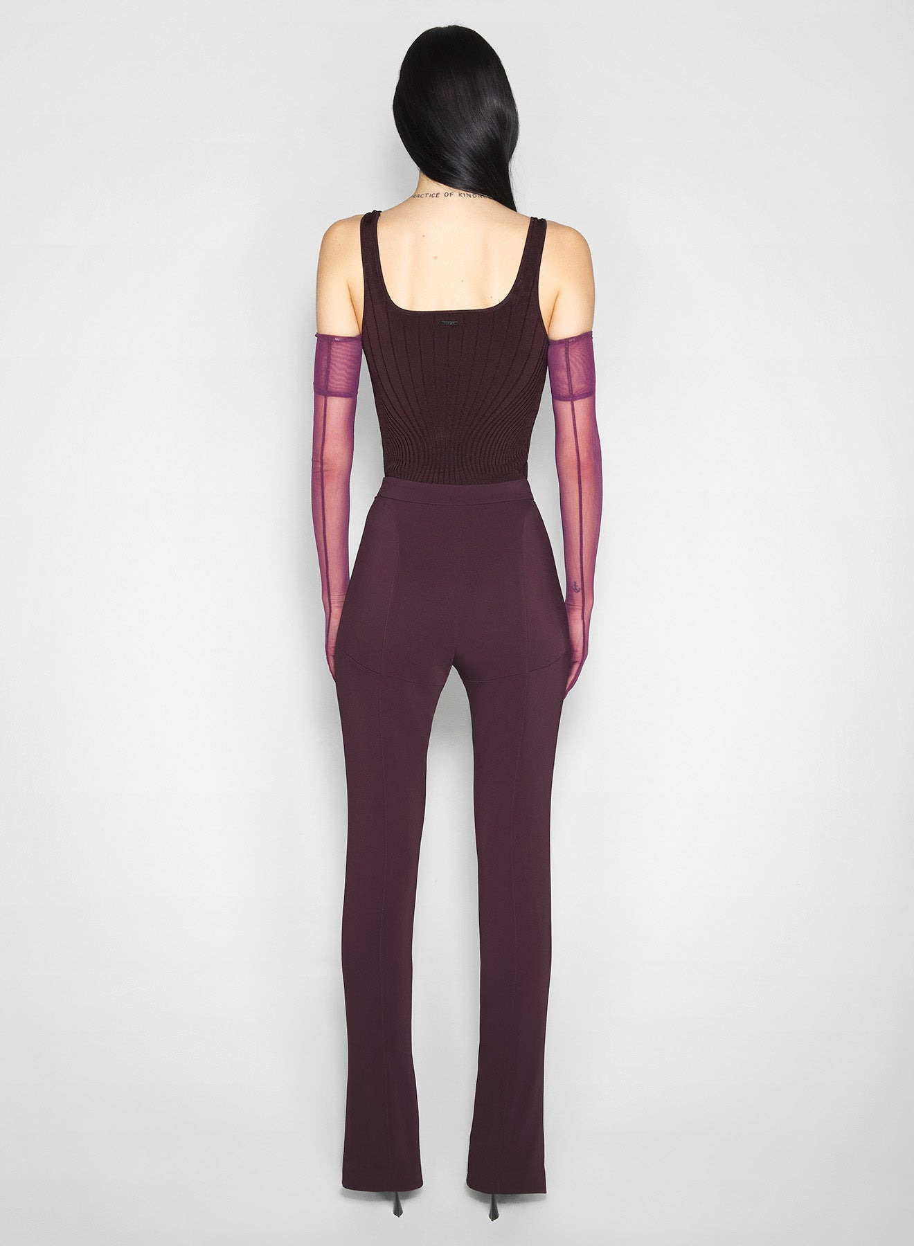 burgundy pierced pants - 3