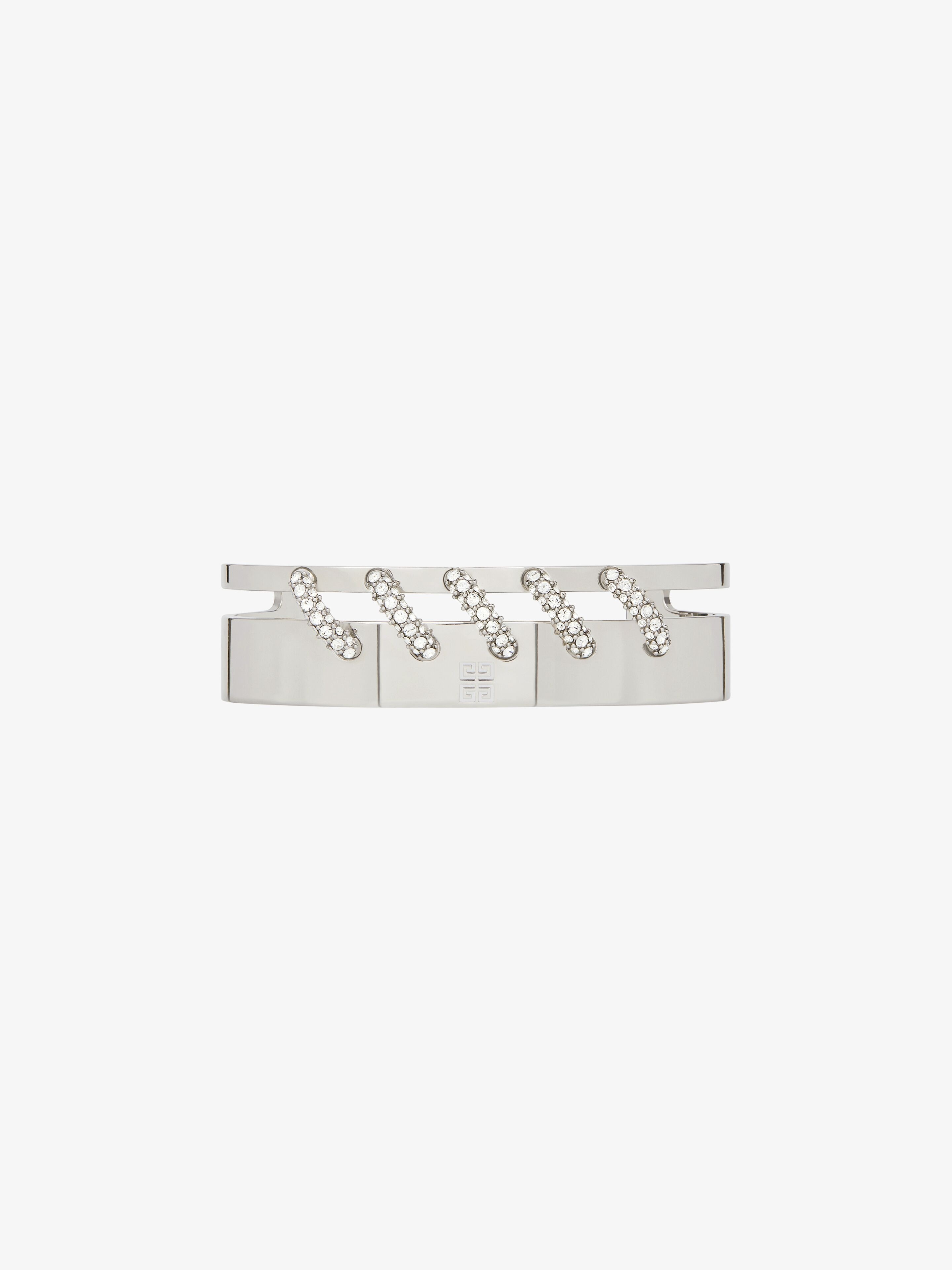 STITCH HAND BRACELET IN METAL WITH CRYSTALS - 1