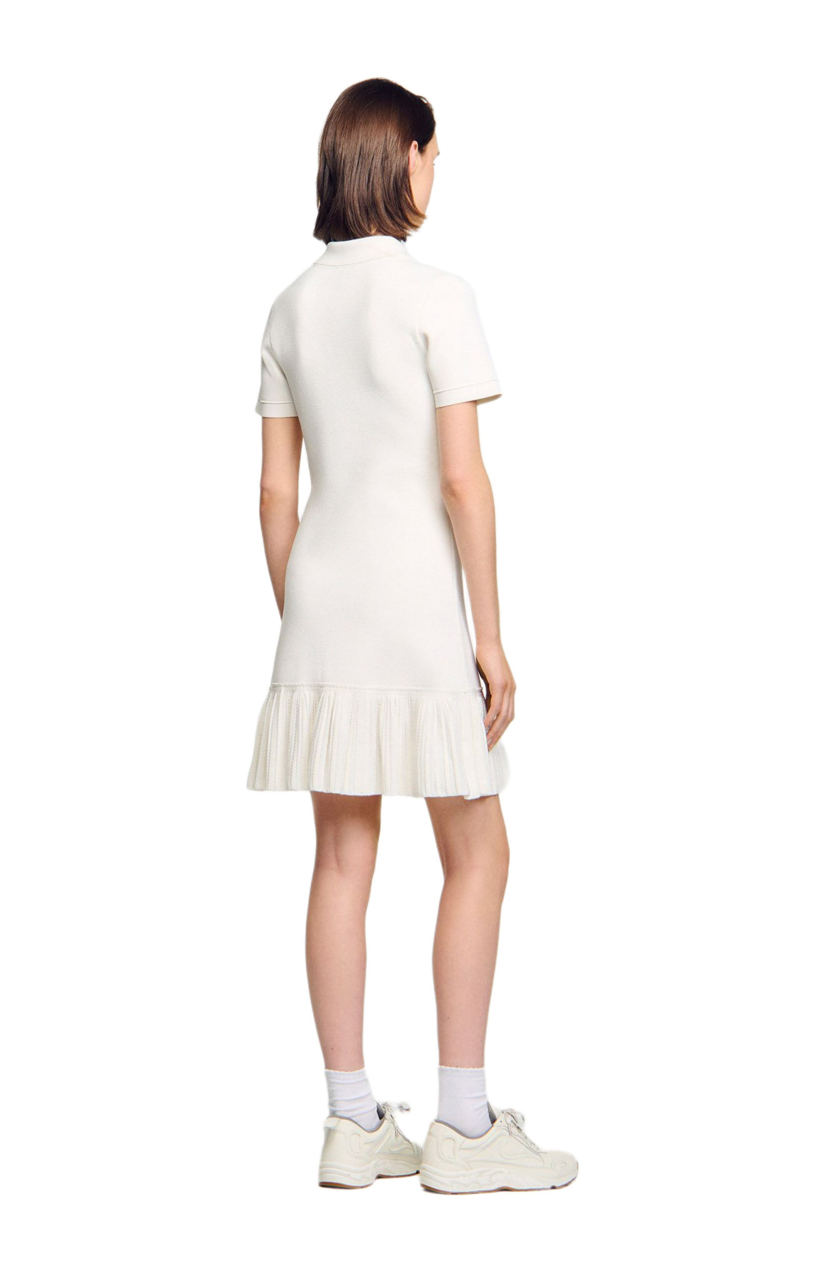 SANDRO Short knit dress with polo neck in Ecru at Nordstrom - 2