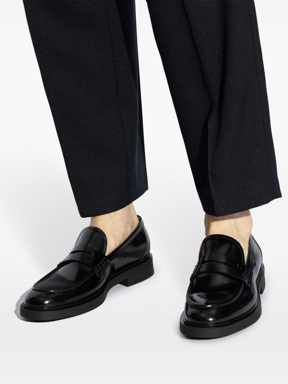 Harris polished-leather penny loafers - 5