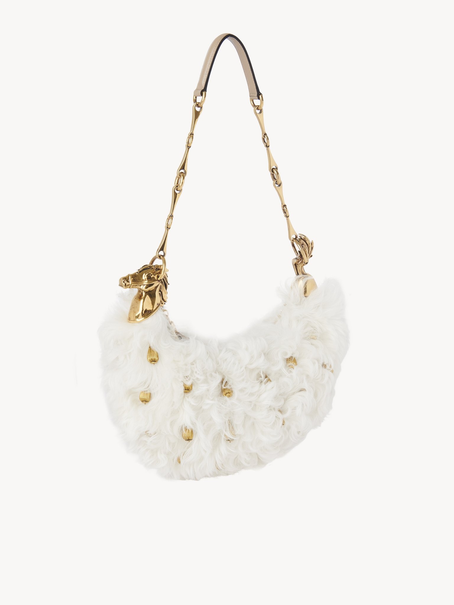 CHAIN HORSE SHOULDER BAG IN SHEARLING - 3