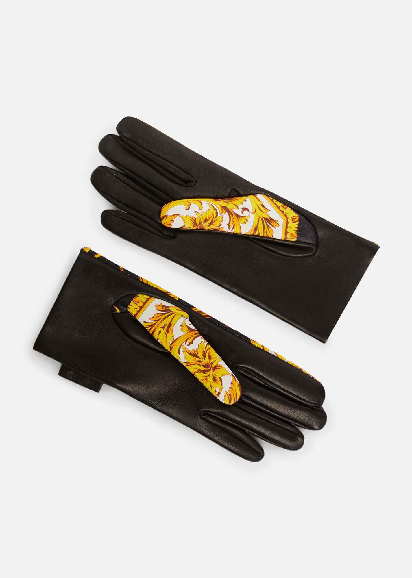 Barocco Signature Print Leather Gloves - 2