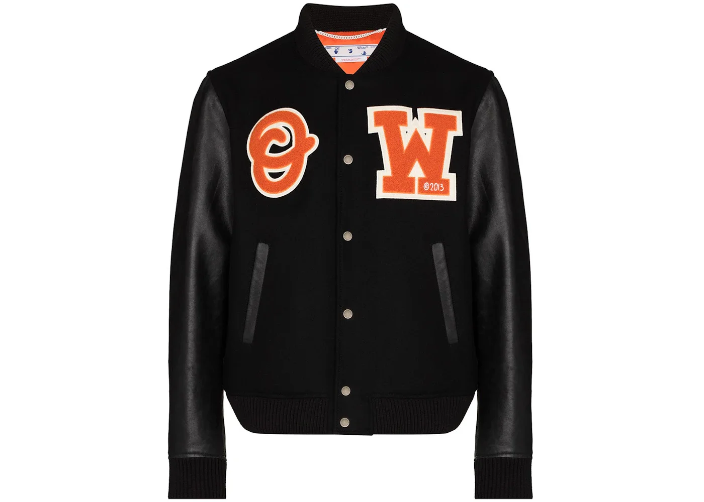 OFF-WHITE Logo Patch Varsity Jacket Black/Orange - 1