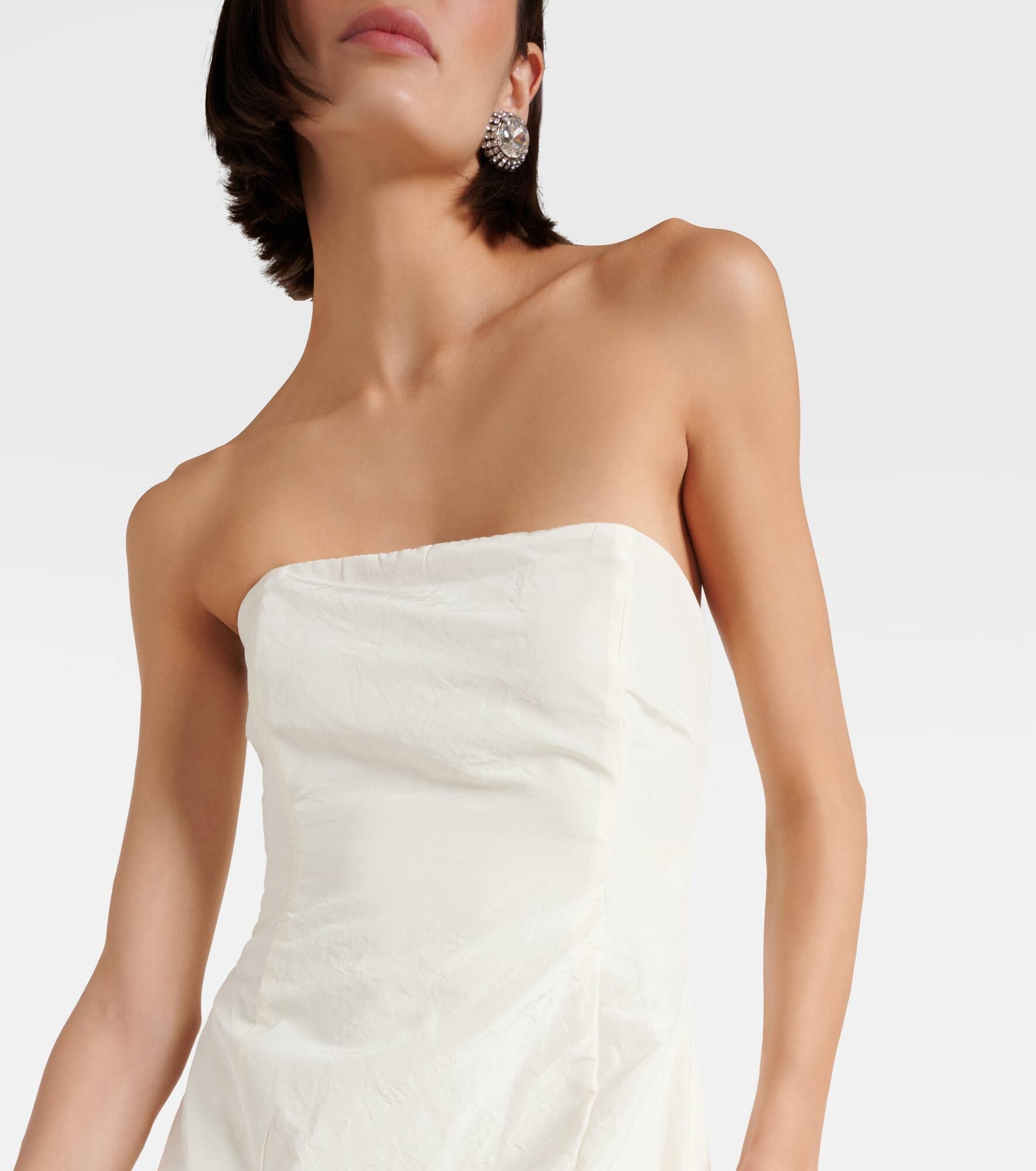Strapless silk taffeta midi dress - 4