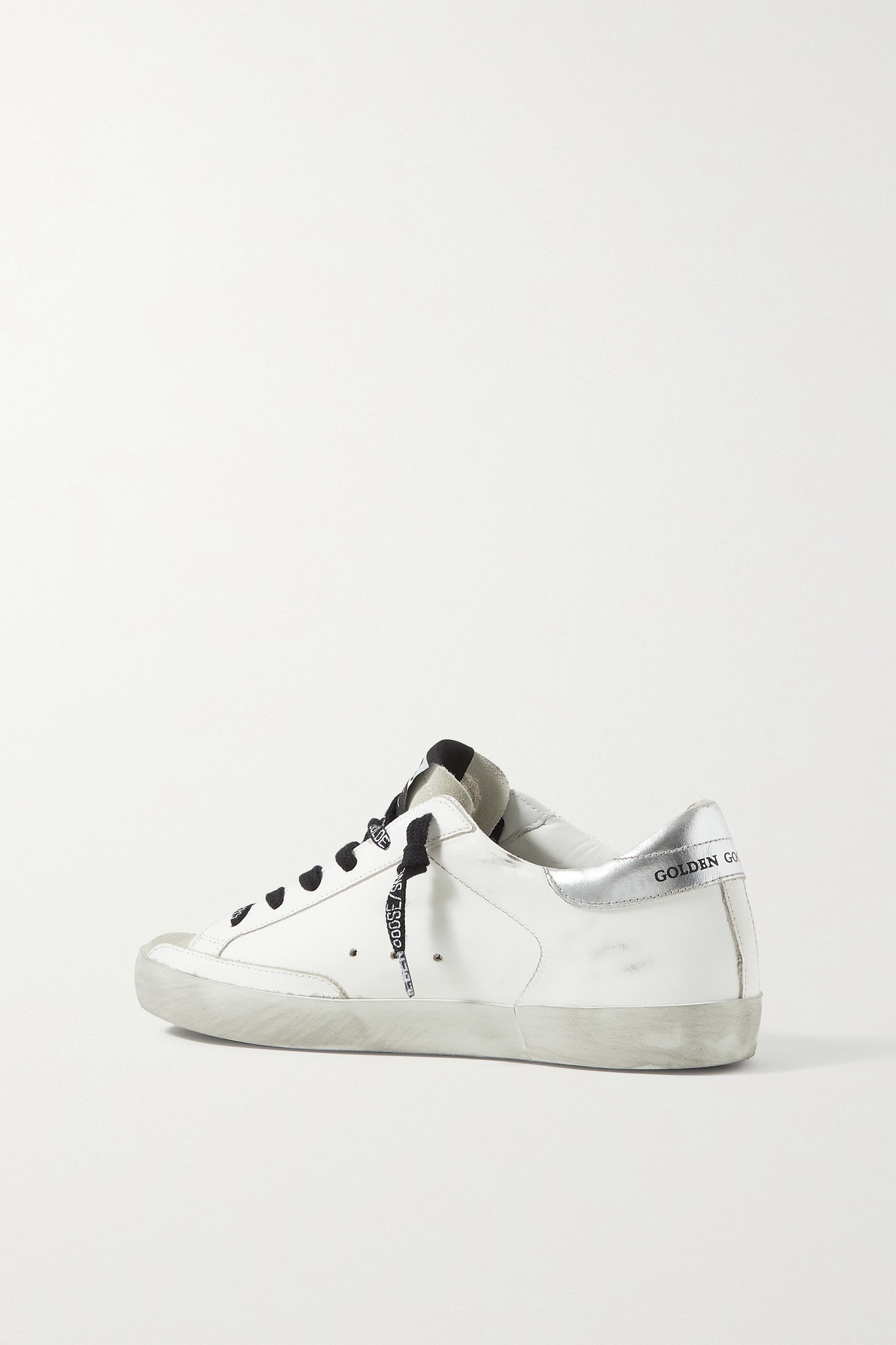 Superstar faux pearl-embellished distressed leather sneakers - 3