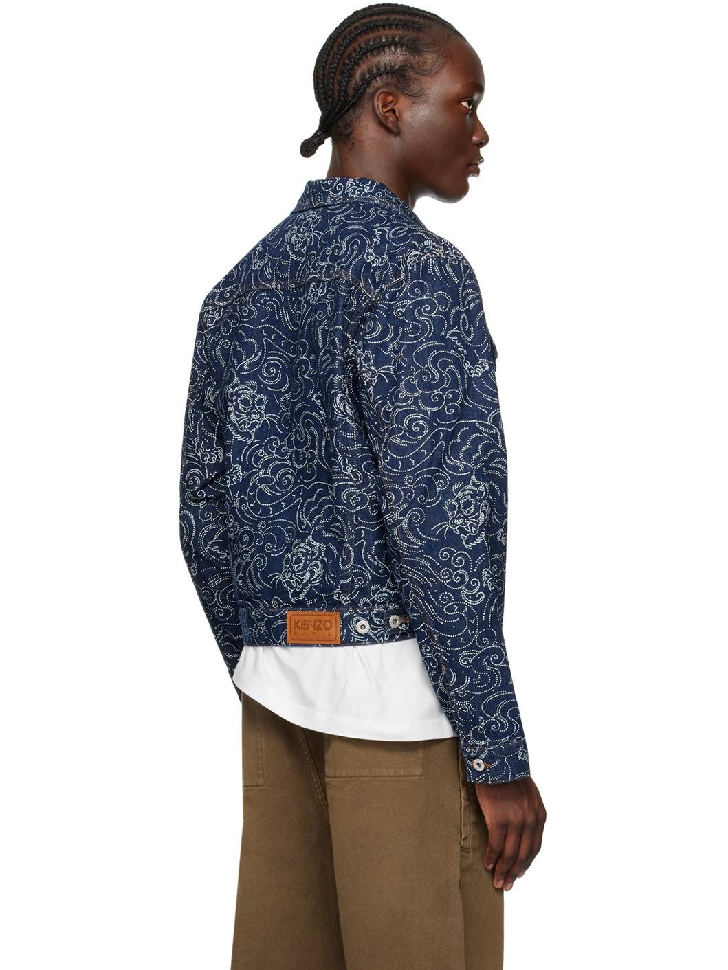 Indigo Kenzo Paris Star Tiger Denim Jacket - 3