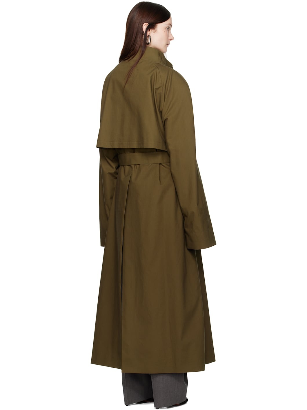 Khaki Multiple Ways Skirt Trench Coat - 3