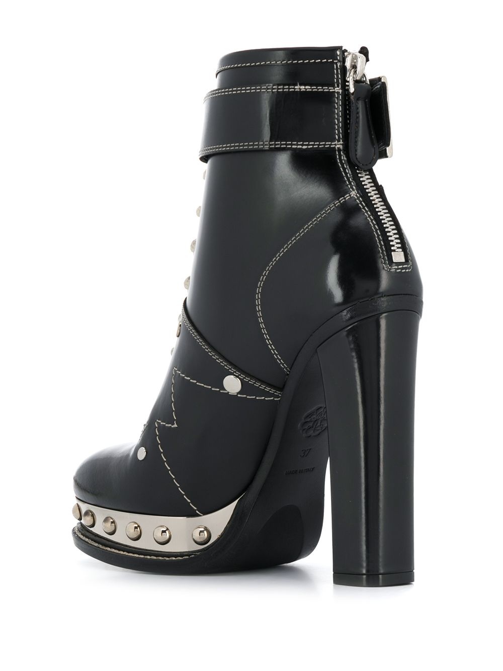 studded metallic platform sole ankle boots - 3