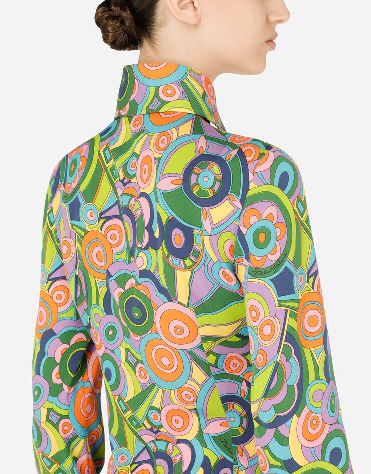 60s-print charmeuse shirt - 5