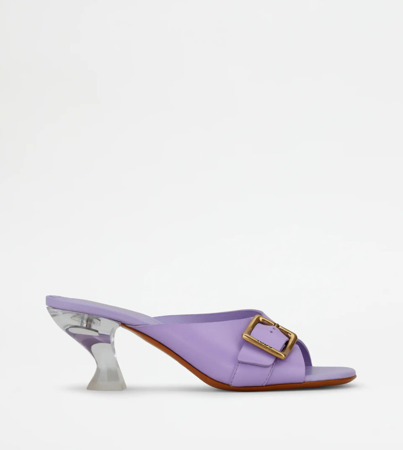 SANDALS IN LEATHER - VIOLET - 1
