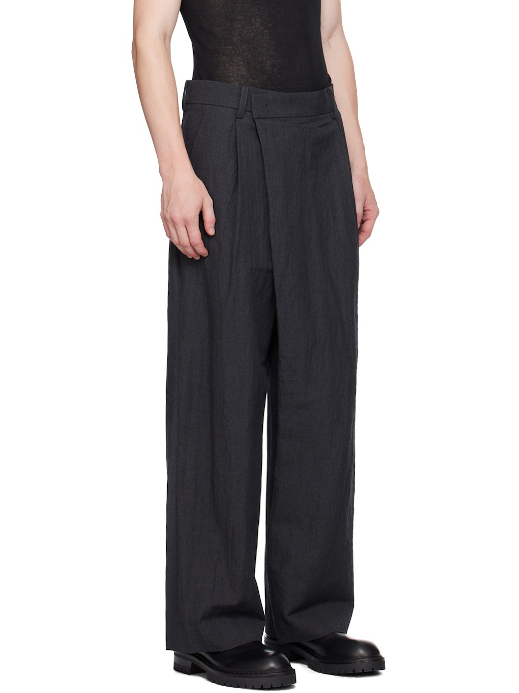 Gray Washed Wool Trousers - 2