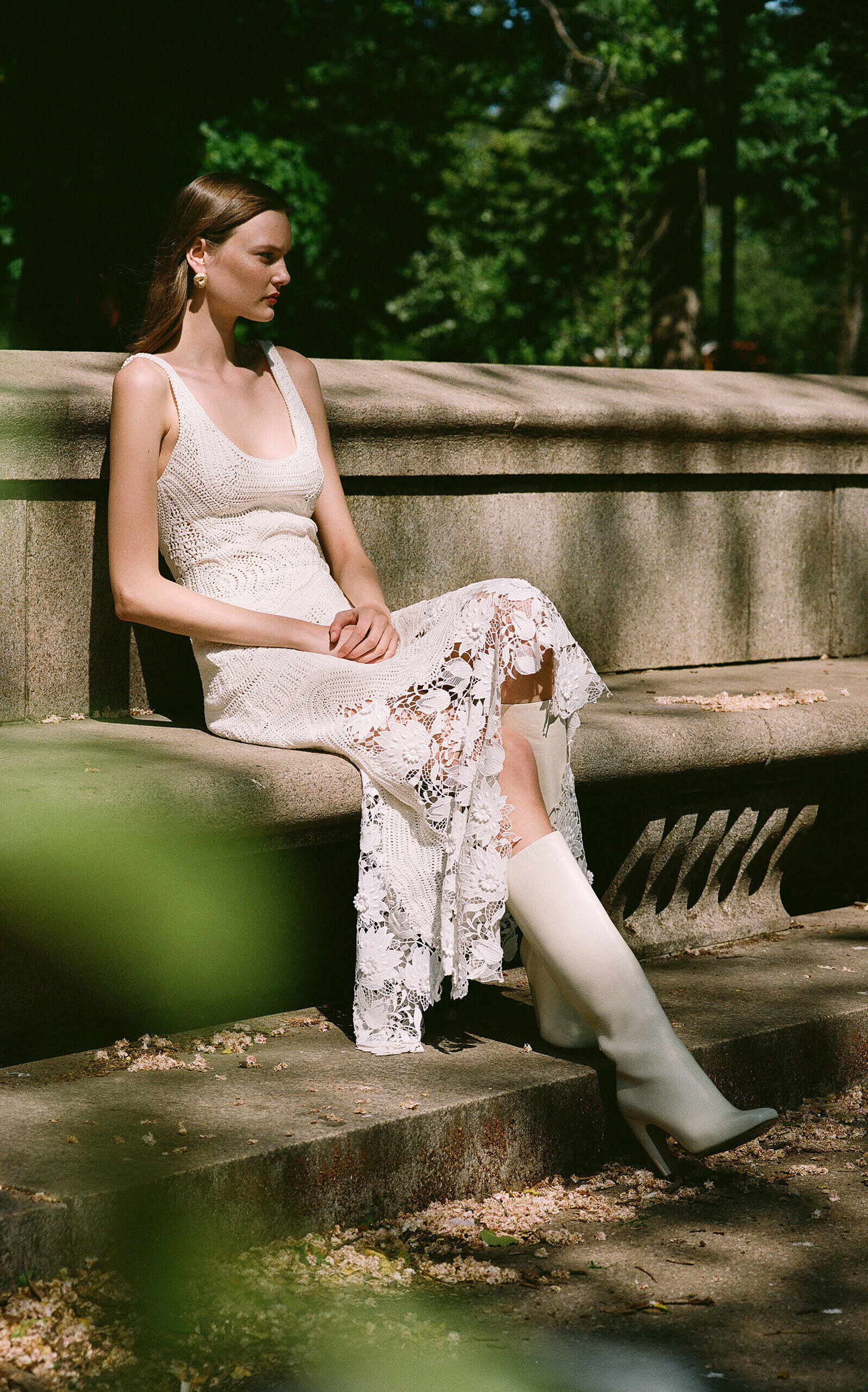 Knee-High Leather Boots white - 2