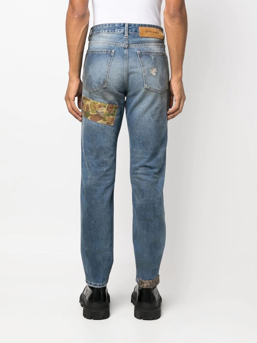 patchwork straight-leg jeans - 4