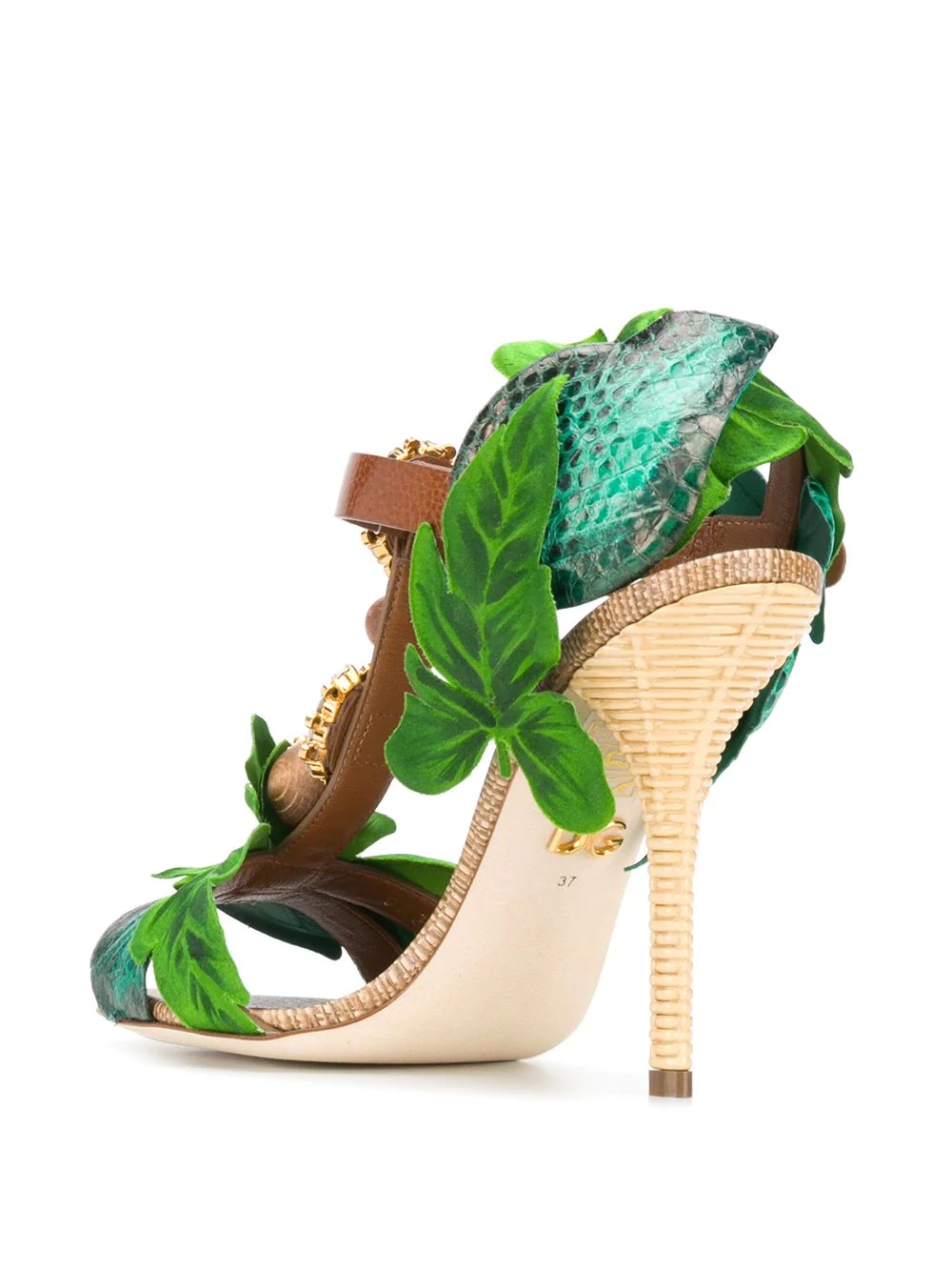 Keira leaf appliqué bejewelled sandals - 3