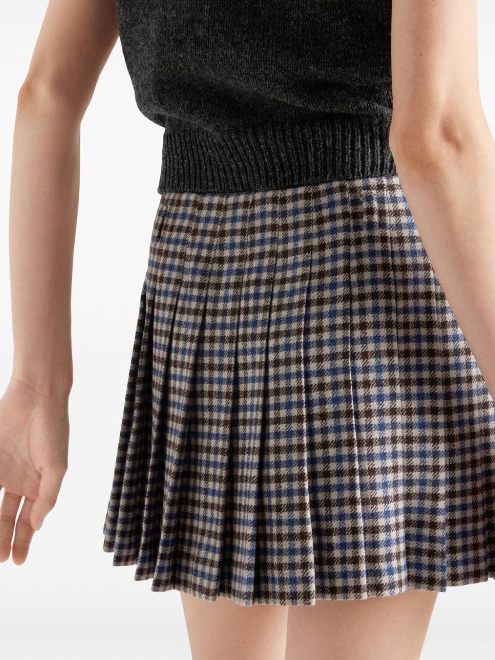checked wool mini skirt - 4