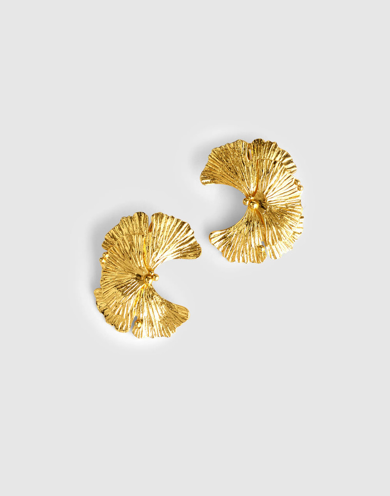Ginko Leaf Statement Stud Earrings 1