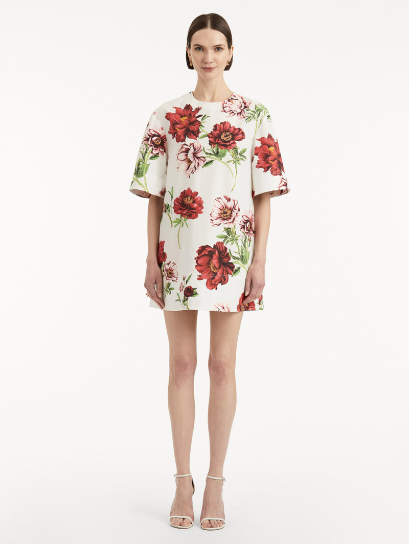 Oscar de la Renta PEONY COTTON POPLIN SHIFT DRESS outlook