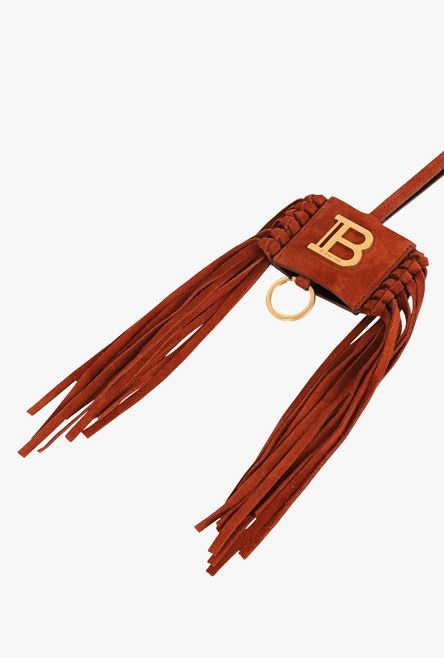 Balmain x Netflix -Fringed terracotta suede key chain - 4