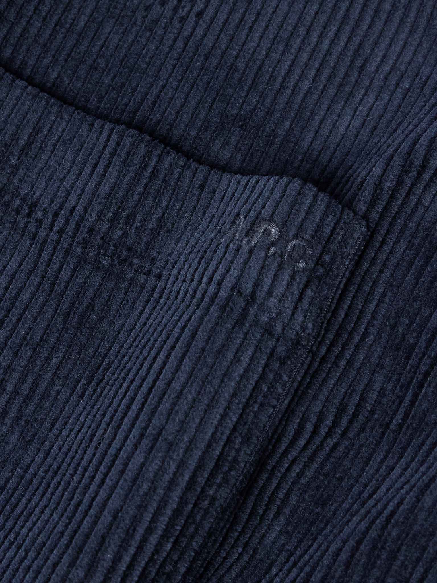 Leon Logo-Embroidered Cotton-Corduroy Overshirt Navy - 4