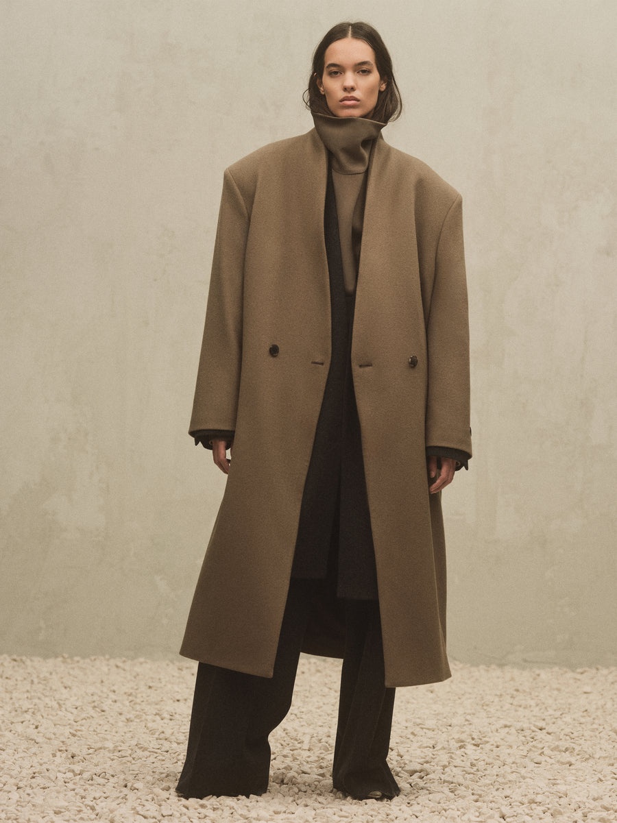 Melton Wool Lapelless Coat - 2
