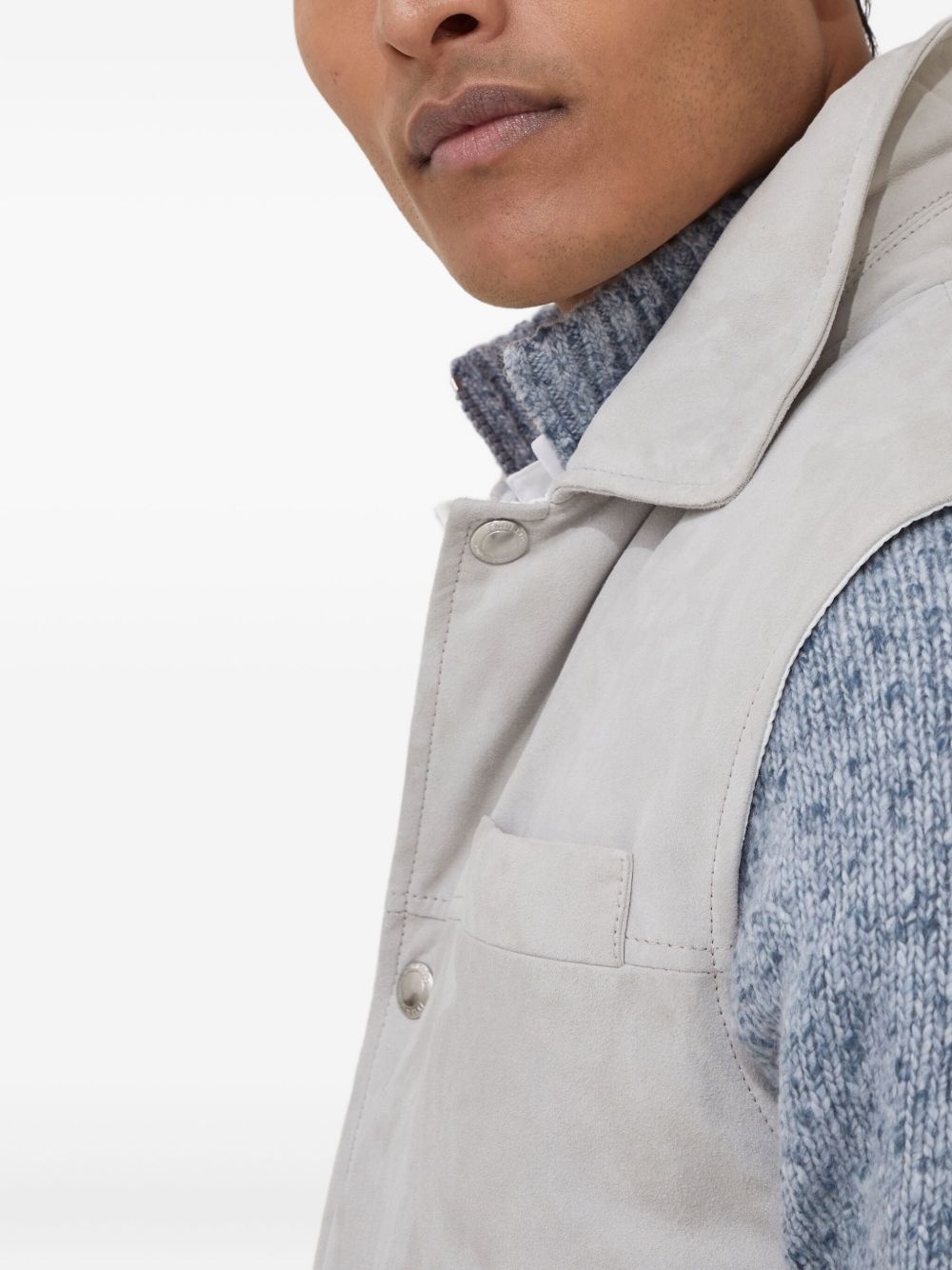 suede down vest - 5