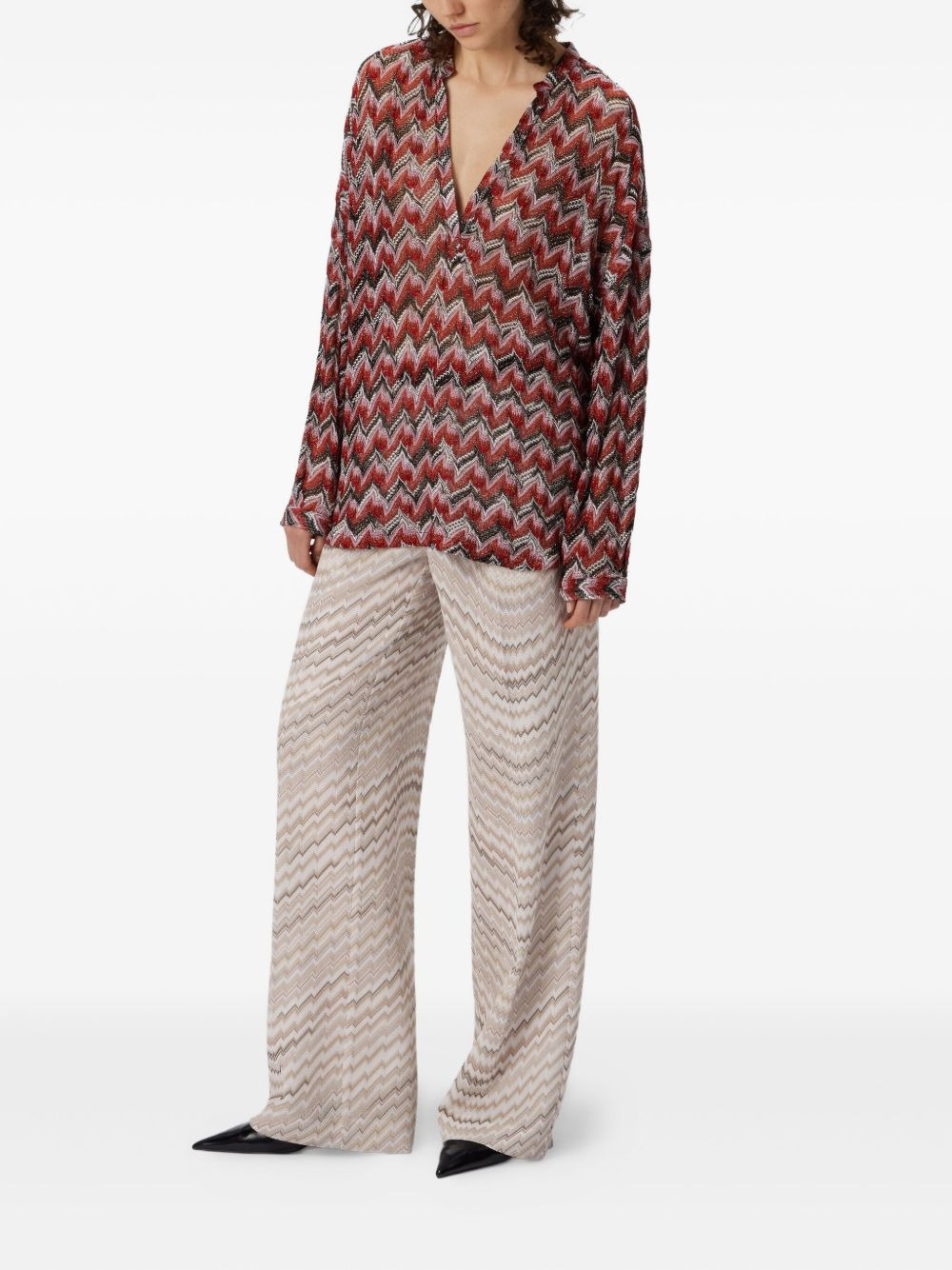 chevron-pattern knit top - 2